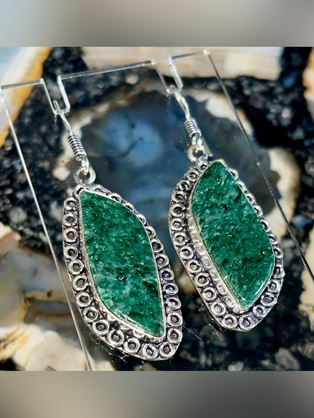 Green Aventurine Earrings 2”